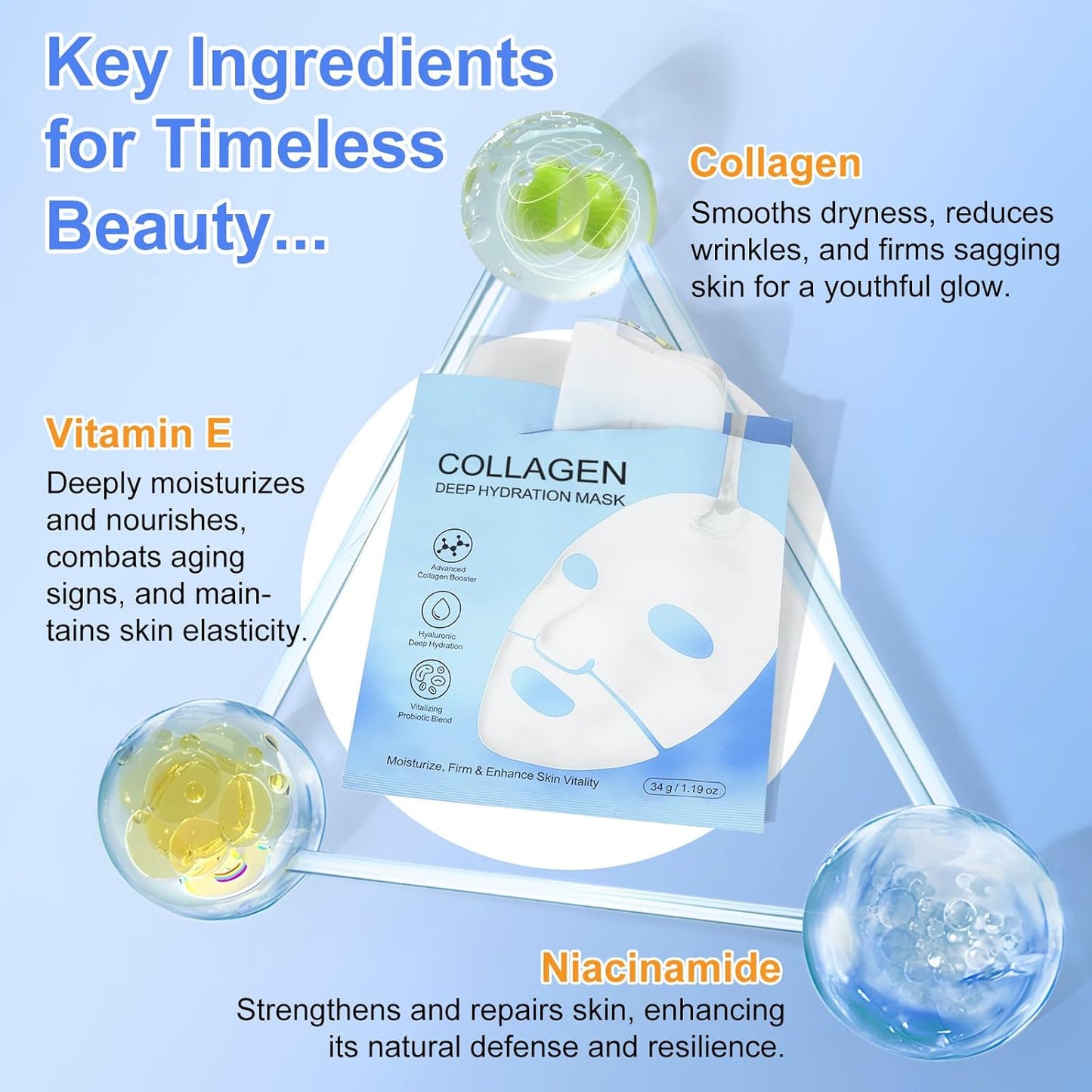 Bio Collagen Face Mask- Moisturise, Firm & Enhance Skin Vitality (34G X 6Ea)