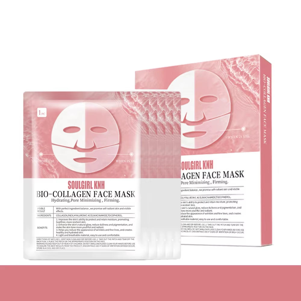 5PCS Absorbable Bio-Collagen Face Mask Wrinkle Remover Fade Fine Lines Firming Lift Nourish Brightening Moisturizing Skin Care