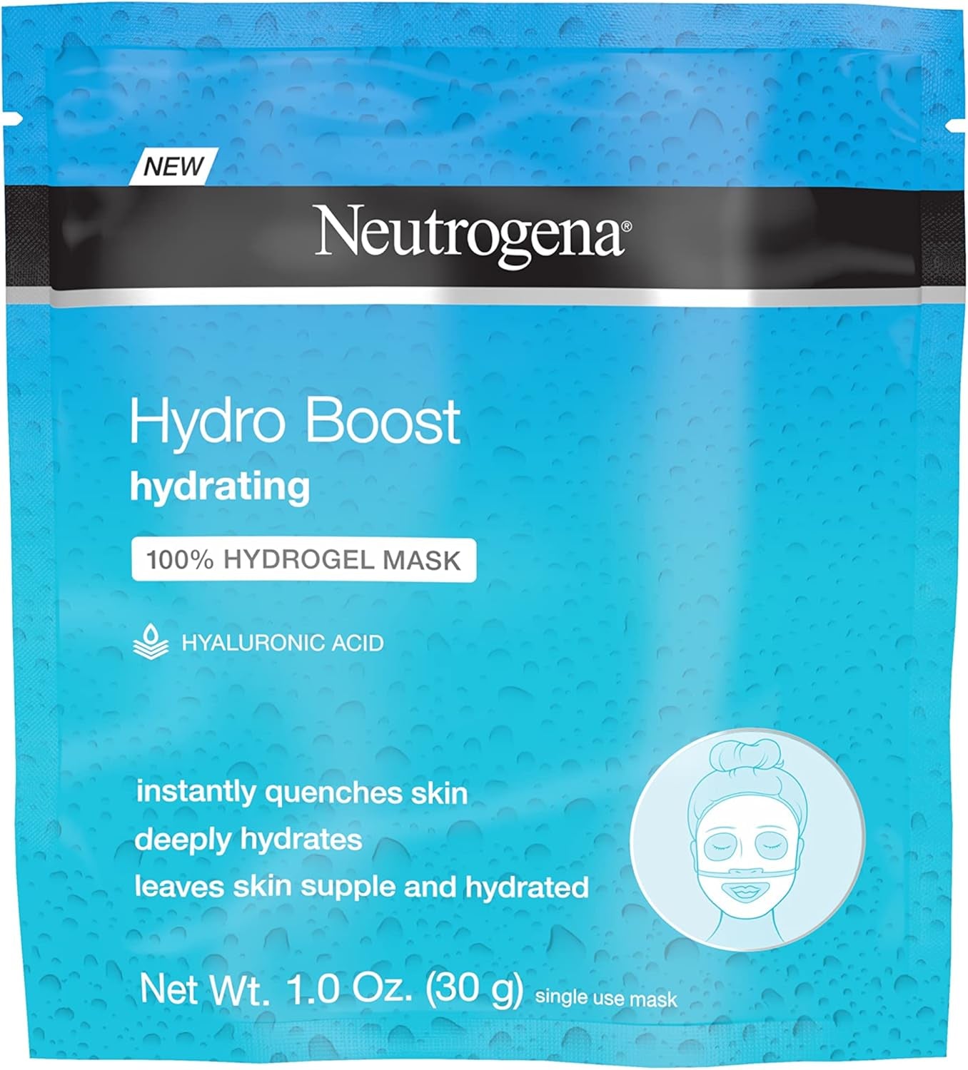 Hydro Boost Moisturising & Hydrating 100% Hydrogel Sheet Face Mask for Dry Skin with Hyaluronic Acid, Gentle & Non-Comedogenic, 1 Ounce (Pack of 12)