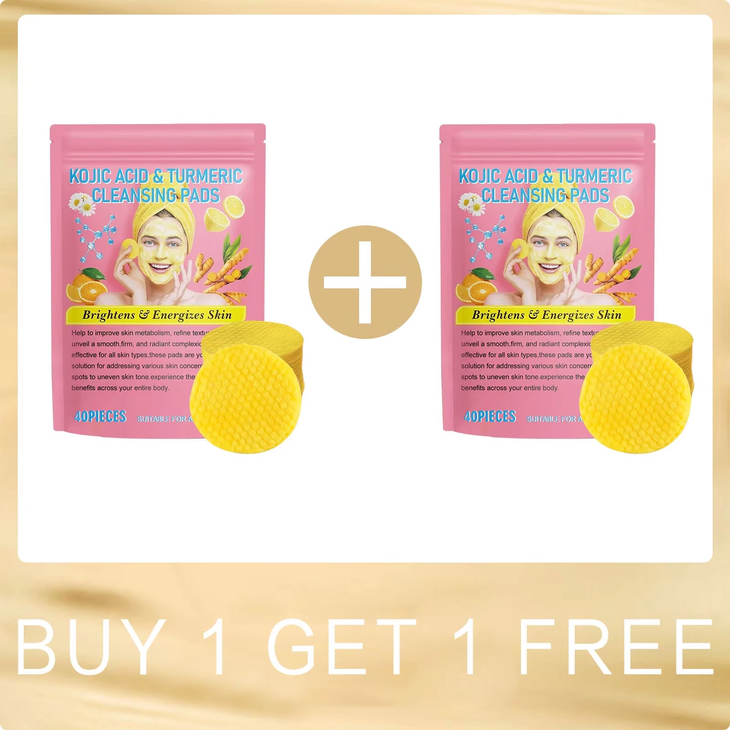 Turmeric Facial Exfoliating Sponge Pore Shrinking Oil Control Smooth Skin Cleansing Kojic Acid Facial Cleaning Sponges