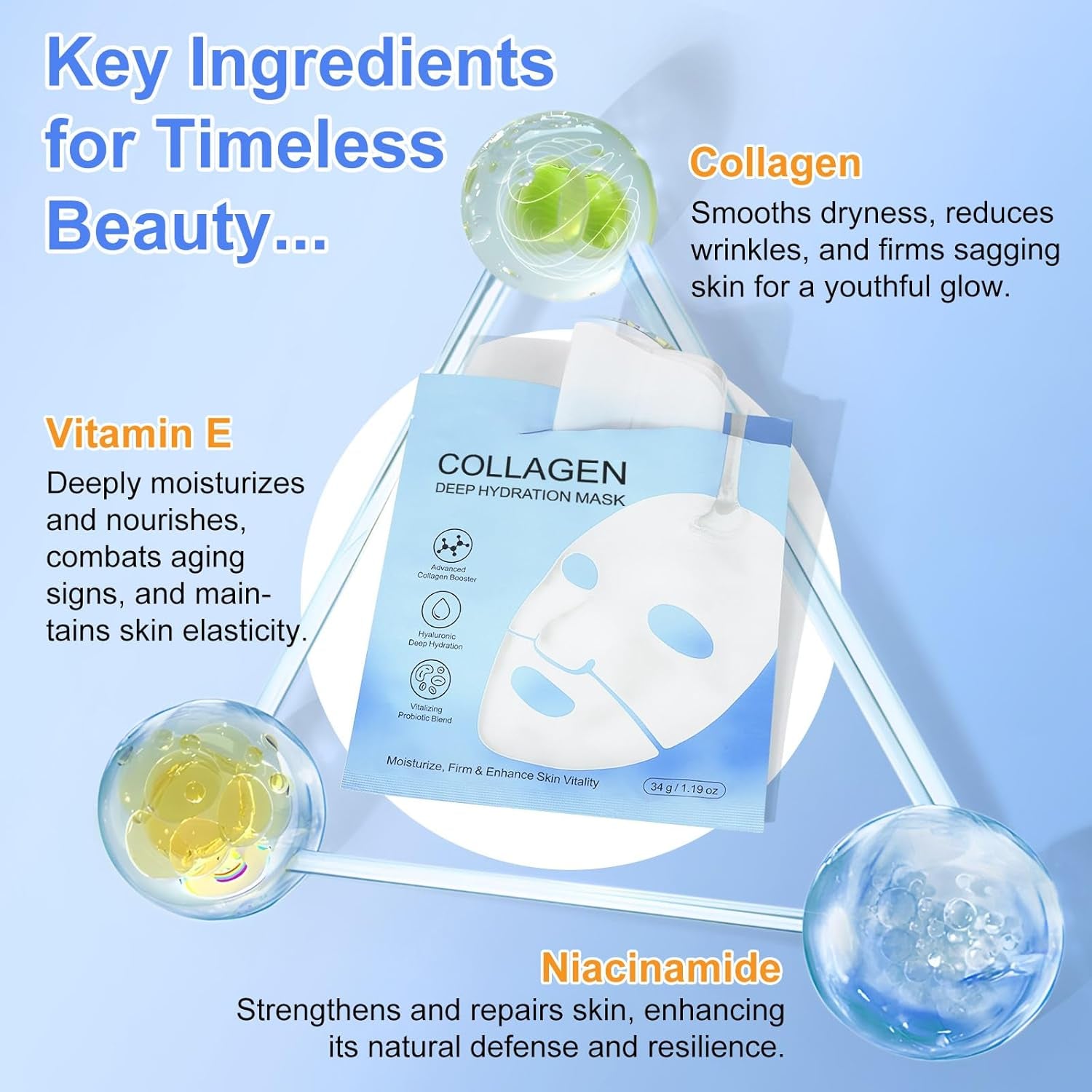 Bio Collagen Face Mask- Moisturise, Firm & Enhance Skin Vitality (34G X 6Ea)