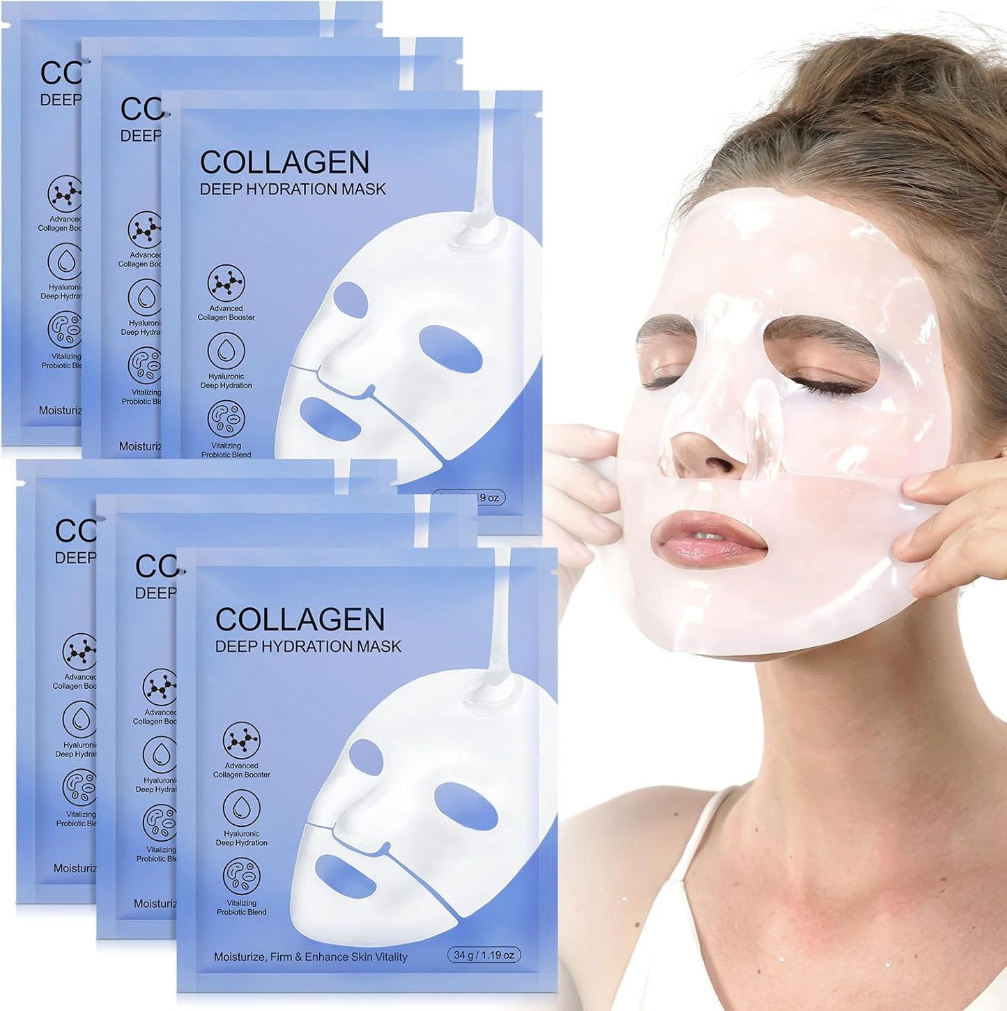 Bio Collagen Face Mask- Moisturise, Firm & Enhance Skin Vitality (34G X 6Ea)