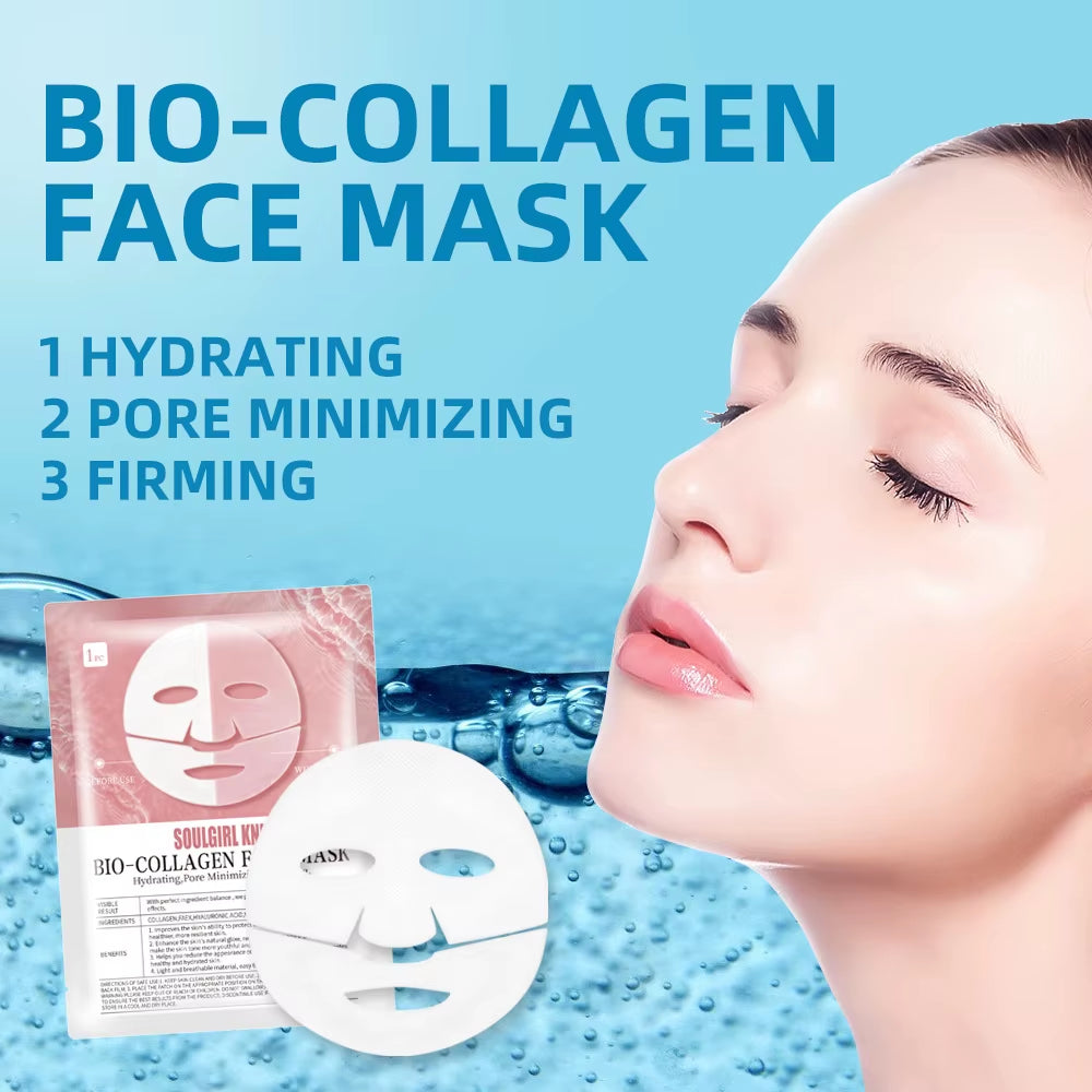 5PCS Absorbable Bio-Collagen Face Mask Wrinkle Remover Fade Fine Lines Firming Lift Nourish Brightening Moisturizing Skin Care