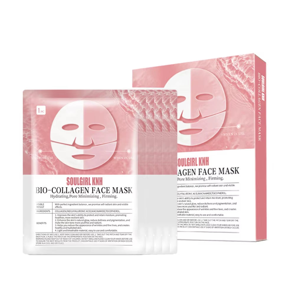 5PCS Absorbable Bio-Collagen Face Mask Wrinkle Remover Fade Fine Lines Firming Lift Nourish Brightening Moisturizing Skin Care