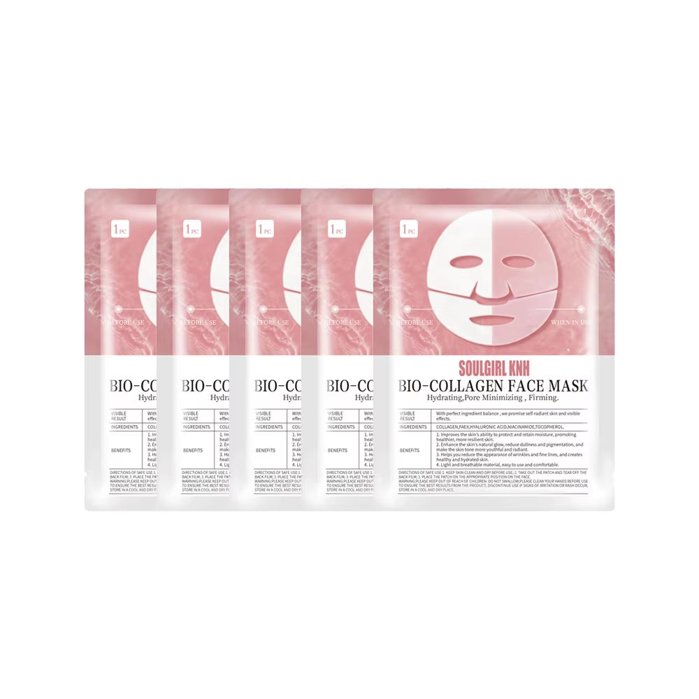 5PCS Absorbable Bio-Collagen Face Mask Wrinkle Remover Fade Fine Lines Firming Lift Nourish Brightening Moisturizing Skin Care